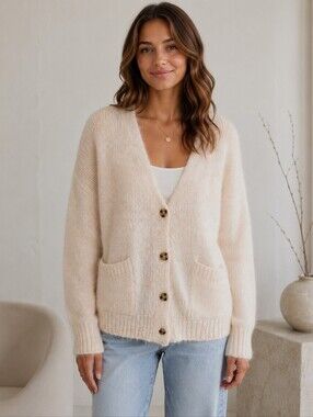 DEX Fuzzy Knit Button Front Cardigan Size XS